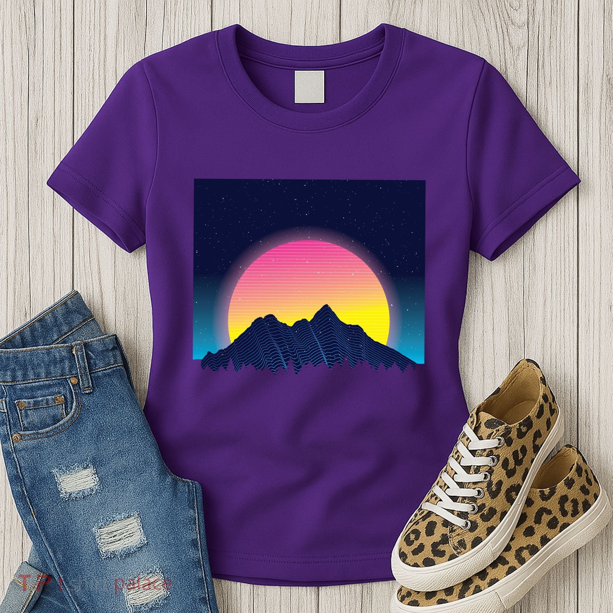Retrowave Mountains Women's T-Shirt