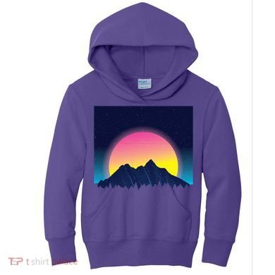 Retrowave Mountains Kids Hoodie