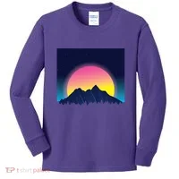 Retrowave Mountains Kids Long Sleeve Shirt thumb 0