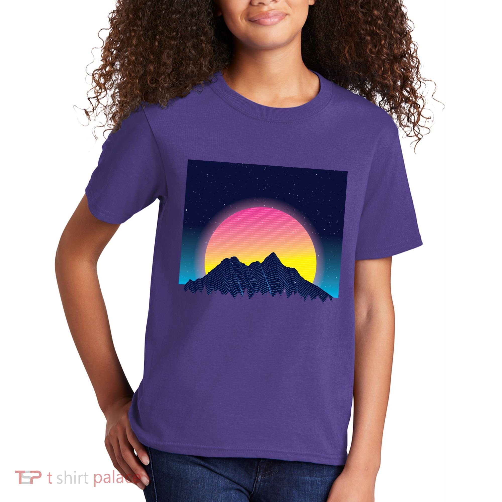 Retrowave Mountains Kids T-Shirt
