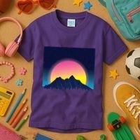 Retrowave Mountains Kids T-Shirt thumb 3