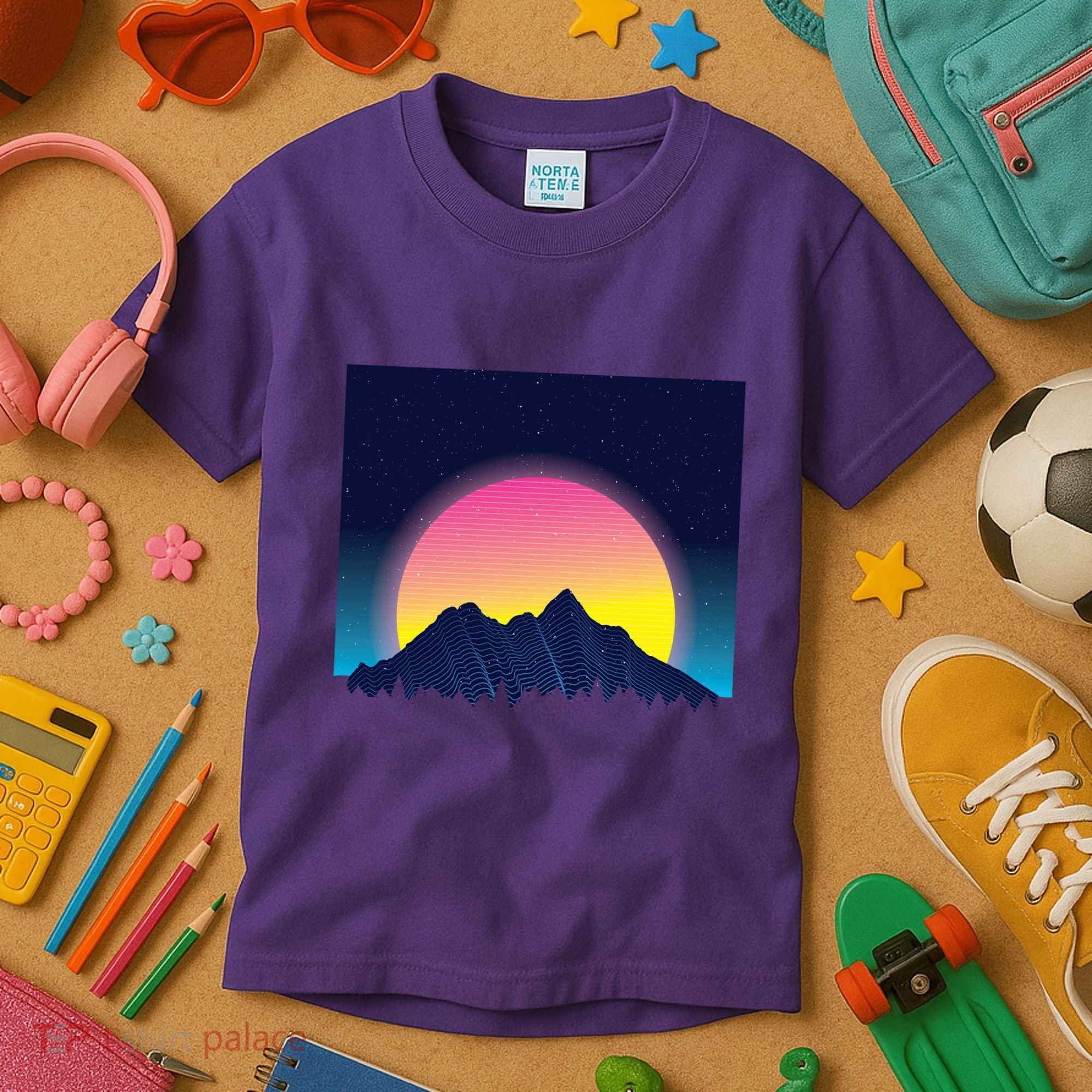 Retrowave Mountains Kids T-Shirt
