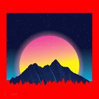 Retrowave Mountains Santa Hat thumb 1