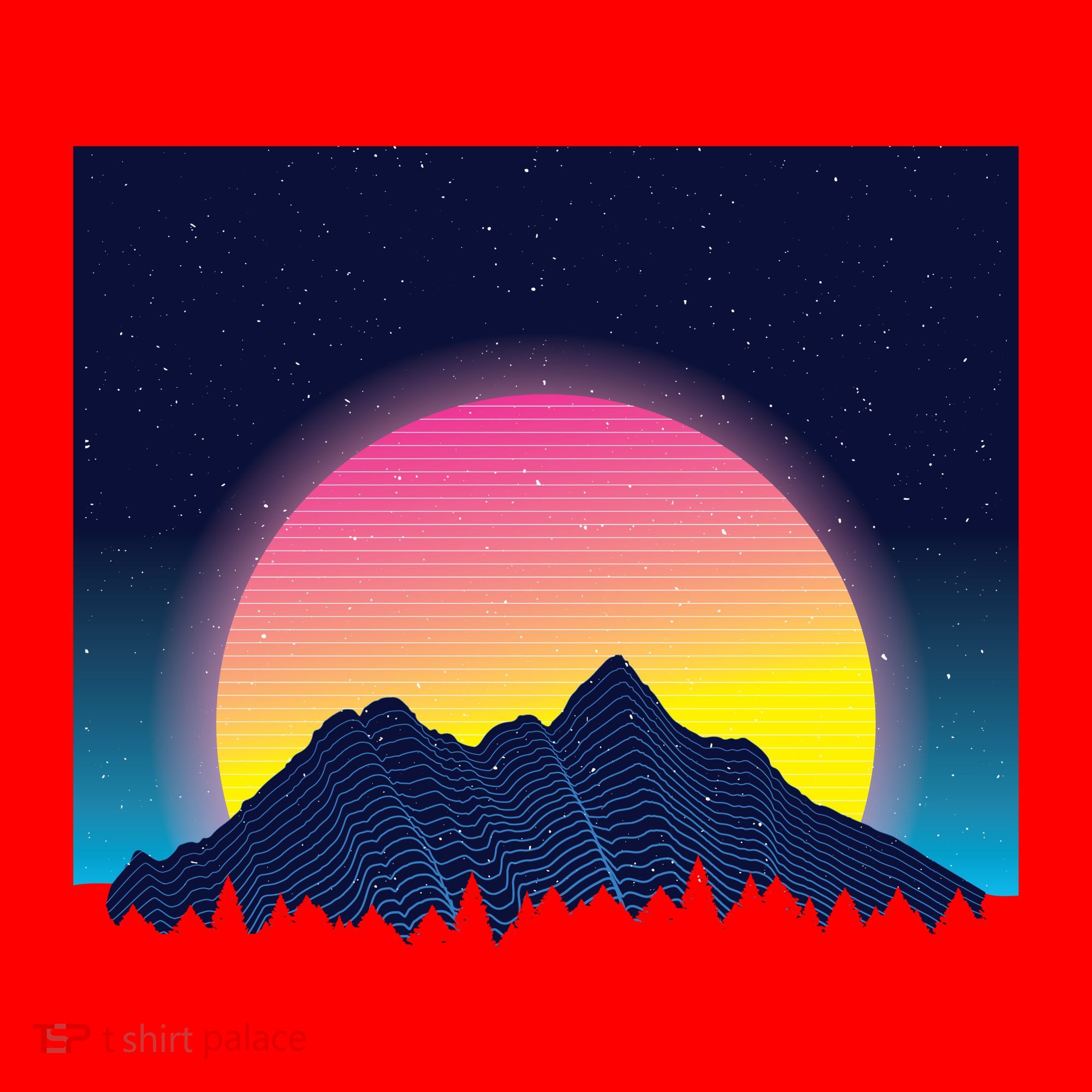 Retrowave Mountains Santa Hat