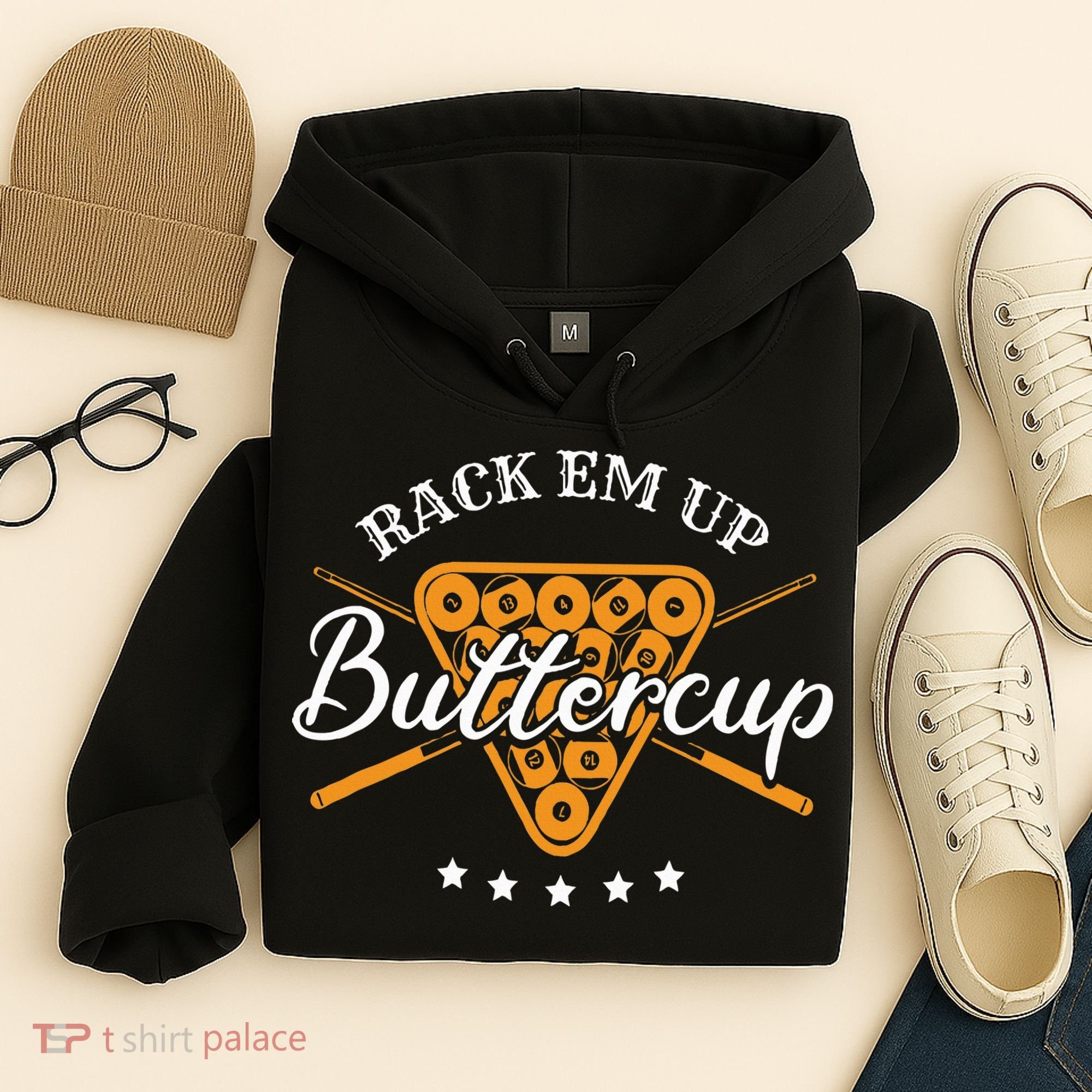 Rack Em Up Buttercup Pool Billiard Team Hoodie