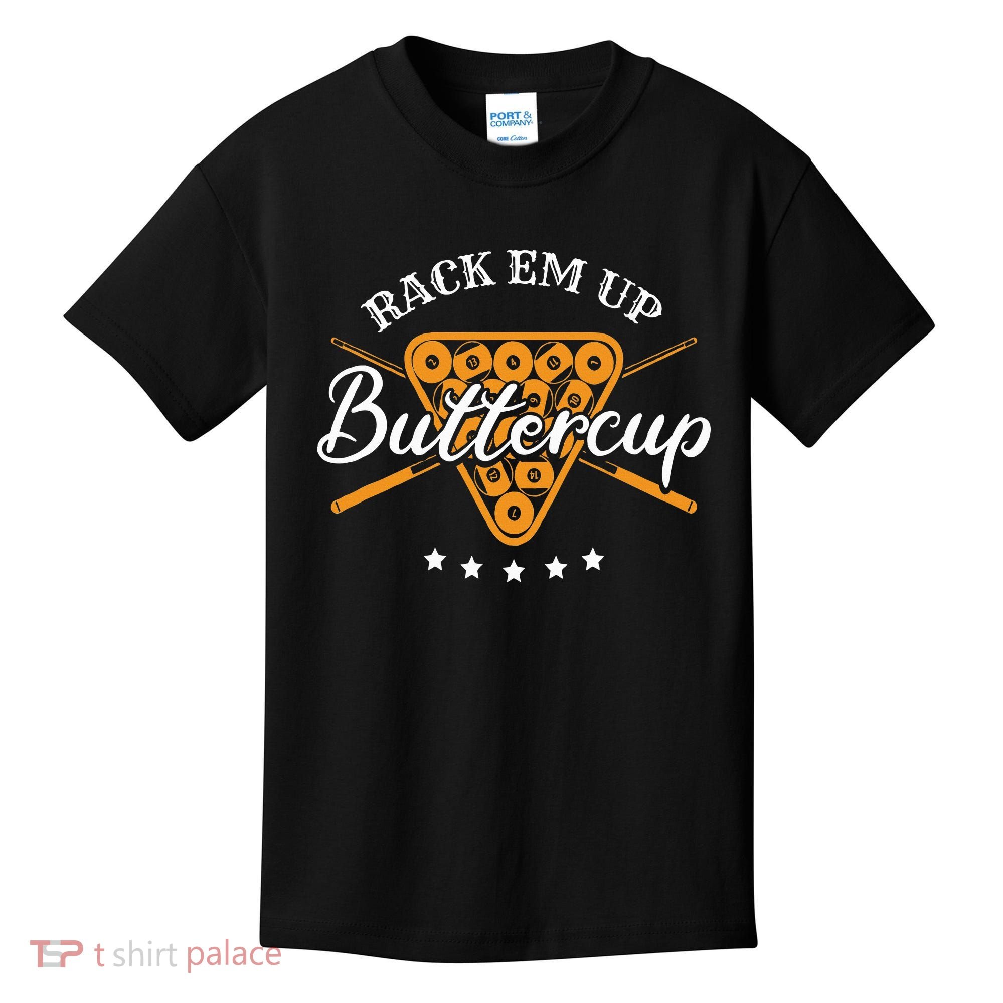 Rack Em Up Buttercup Pool Billiard Team Kids T-Shirt