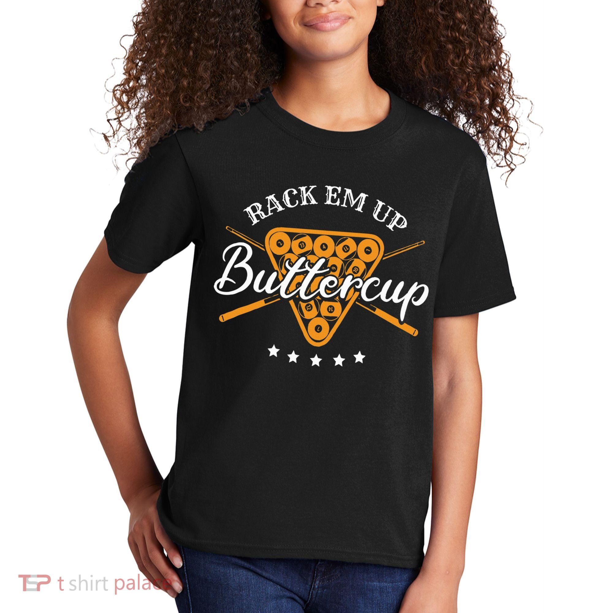Rack Em Up Buttercup Pool Billiard Team Kids T-Shirt