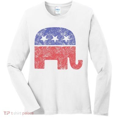 Republican Elephant Vintage Logo Gift Women's Long Sleeve Shirt