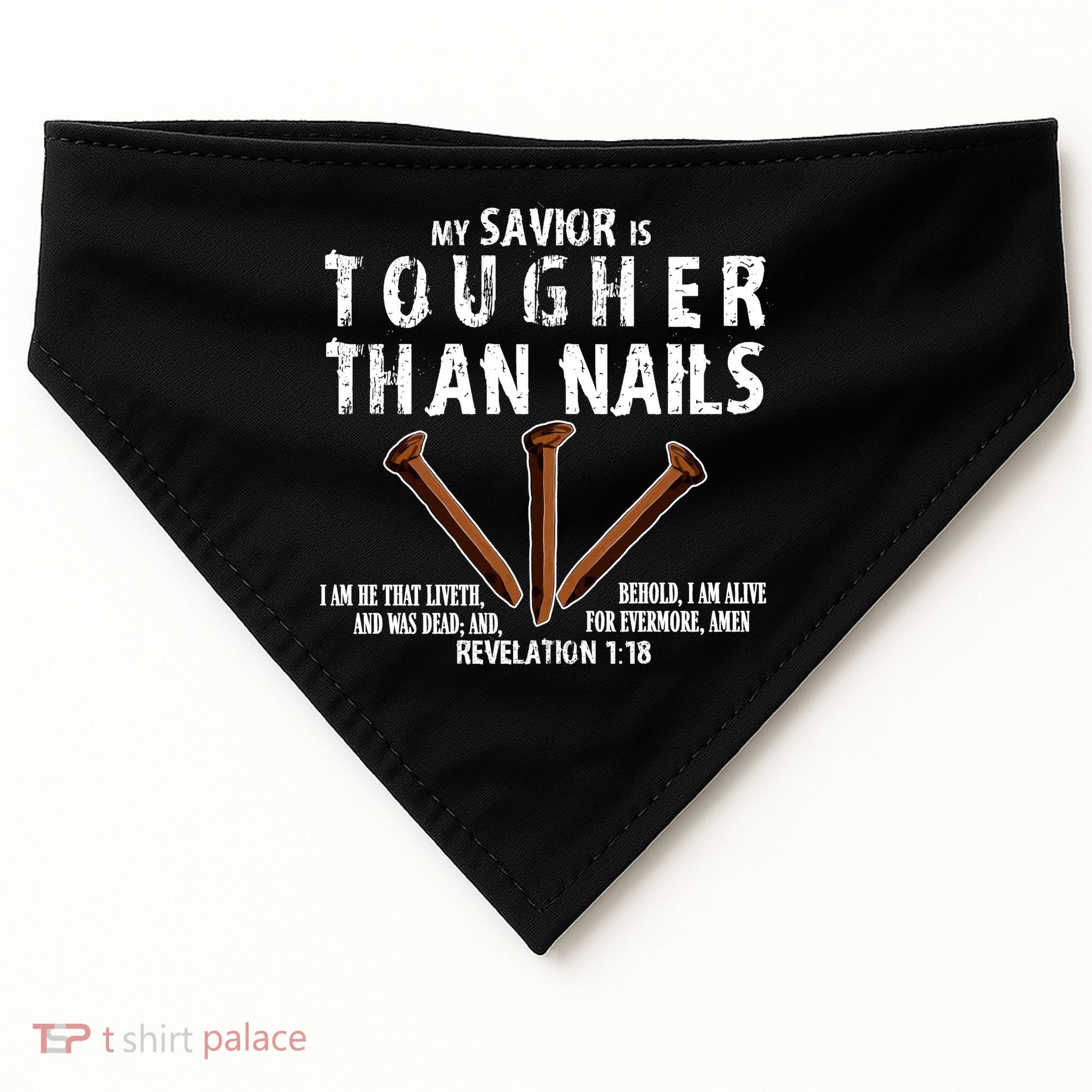 Revelation My Savior Is Tougher Than Nails USA-Made Doggie Bandana