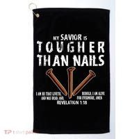 Revelation My Savior Is Tougher Than Nails Golf Towel thumb 0