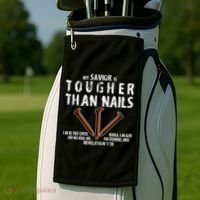 Revelation My Savior Is Tougher Than Nails Golf Towel thumb 2