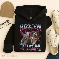 Rizz Em With The Tism Racoon Funny Oddly Specific Dank Meme Hoodie thumb 4