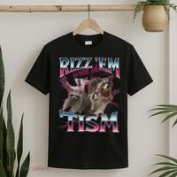 Rizz Em With The Tism Racoon Funny Oddly Specific Dank Meme T-Shirt thumb 2