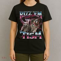 Rizz Em With The Tism Racoon Funny Oddly Specific Dank Meme T-Shirt thumb 4