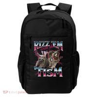 Rizz Em With The Tism Racoon Funny Oddly Specific Dank Meme Backpack thumb 0