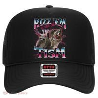 Rizz Em With The Tism Racoon Funny Oddly Specific Dank Meme Hat thumb 0