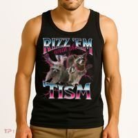 Rizz Em With The Tism Racoon Funny Oddly Specific Dank Meme Tank Top thumb 3