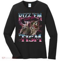 Rizz Em With The Tism Racoon Funny Oddly Specific Dank Meme Women's Long Sleeve Shirt thumb 0