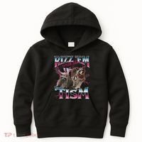 Rizz Em With The Tism Racoon Funny Oddly Specific Dank Meme Kids Hoodie thumb 0