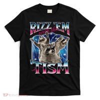 Rizz Em With The Tism Meme Autistic Raccoon Funny Rizz Gift T-Shirt thumb 0