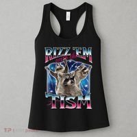 Rizz Em With The Tism Meme Autistic Raccoon Funny Rizz Gift Women's Tank Top thumb 3