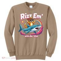 Rizz Em With The Tism Humor Cat Shark Autism Awareness Sweatshirt thumb 0