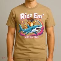 Rizz Em With The Tism Humor Cat Shark Autism Awareness T-Shirt thumb 3