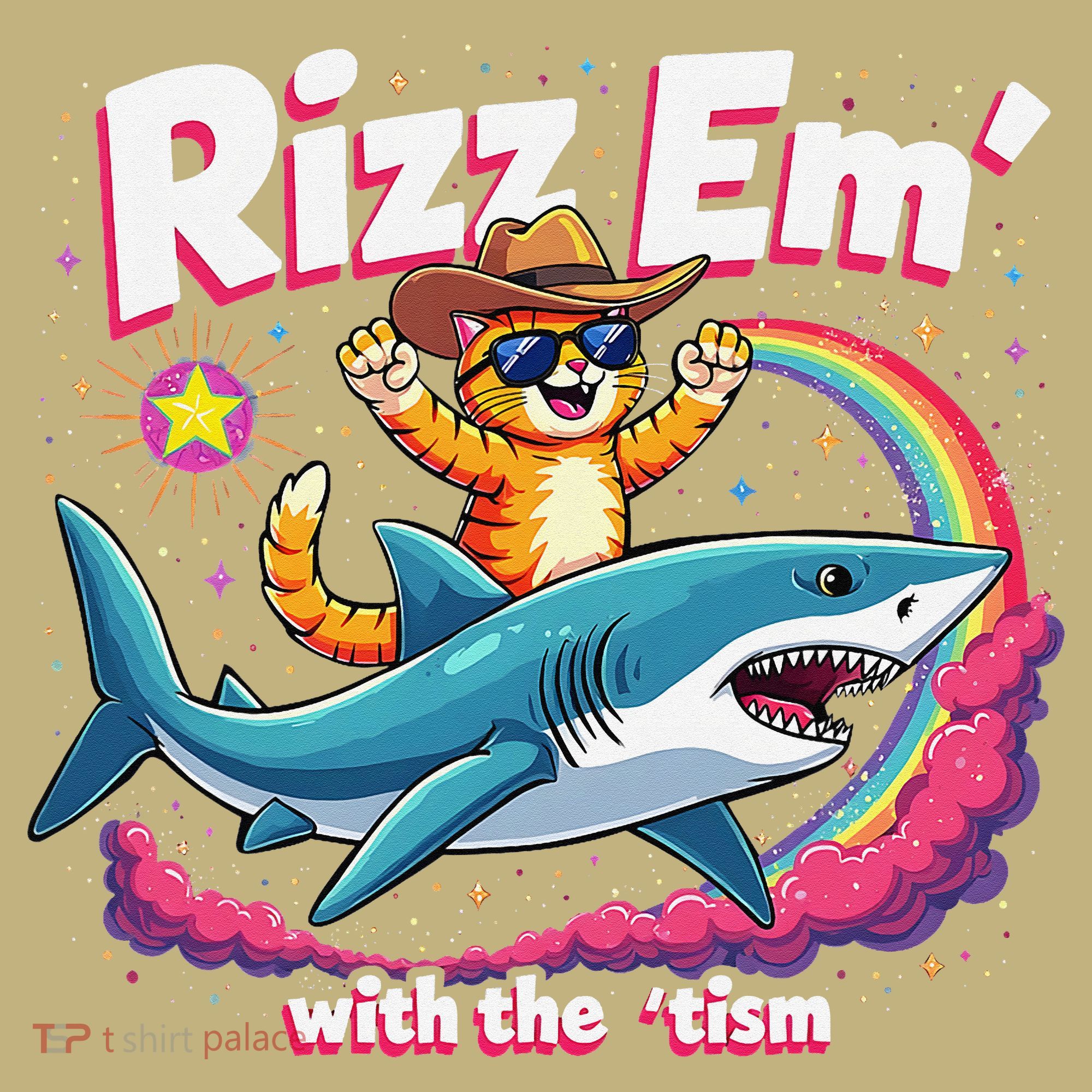 Rizz Em With The Tism Humor Cat Shark Autism Awareness Mousepad