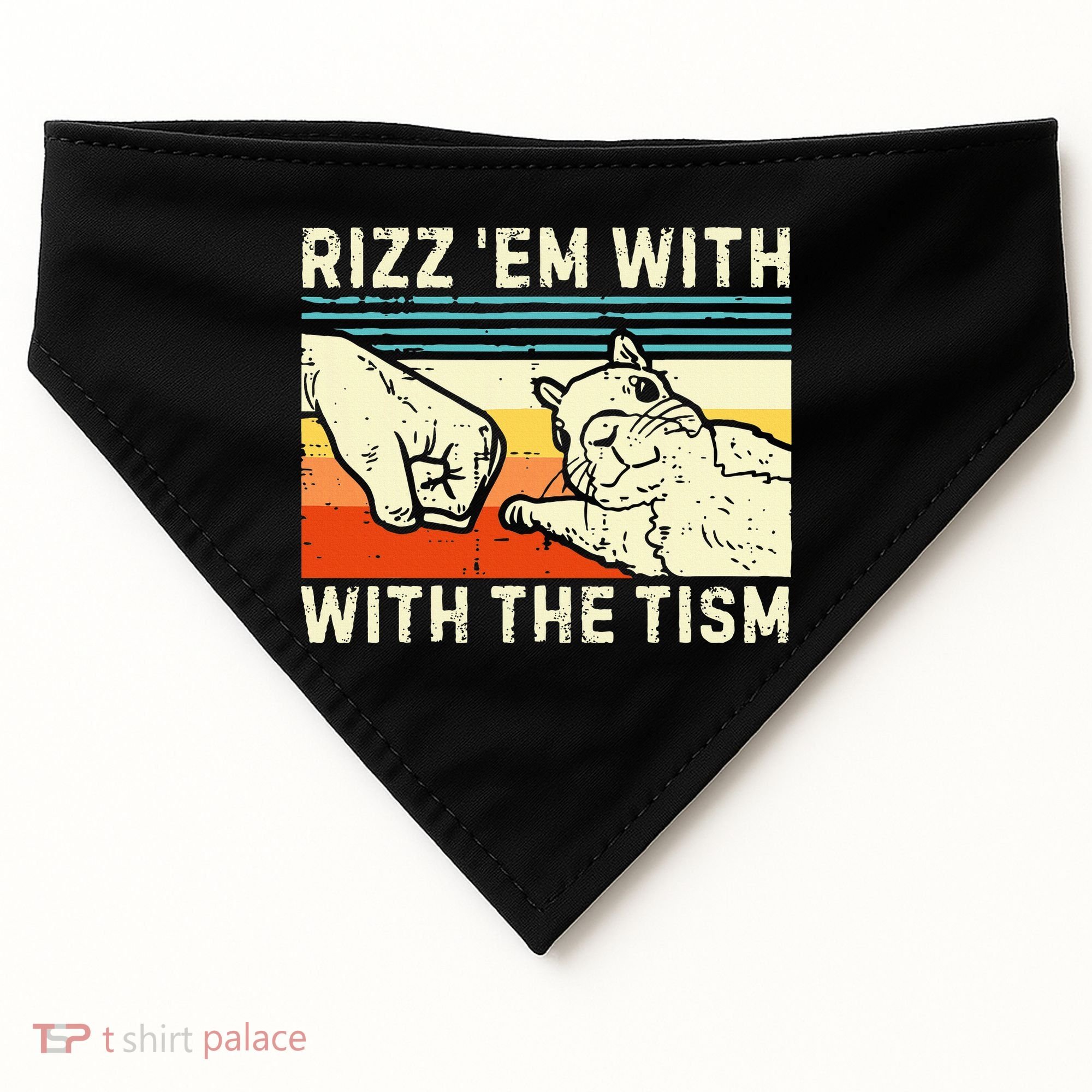 Rizz Em With The Tism Rizzler Joke Meme Rizzling Squirrel USA-Made Doggie Bandana