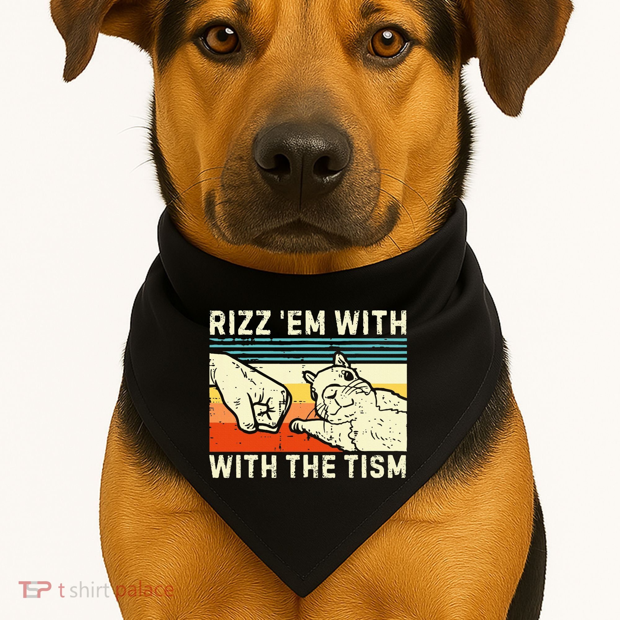 Rizz Em With The Tism Rizzler Joke Meme Rizzling Squirrel USA-Made Doggie Bandana