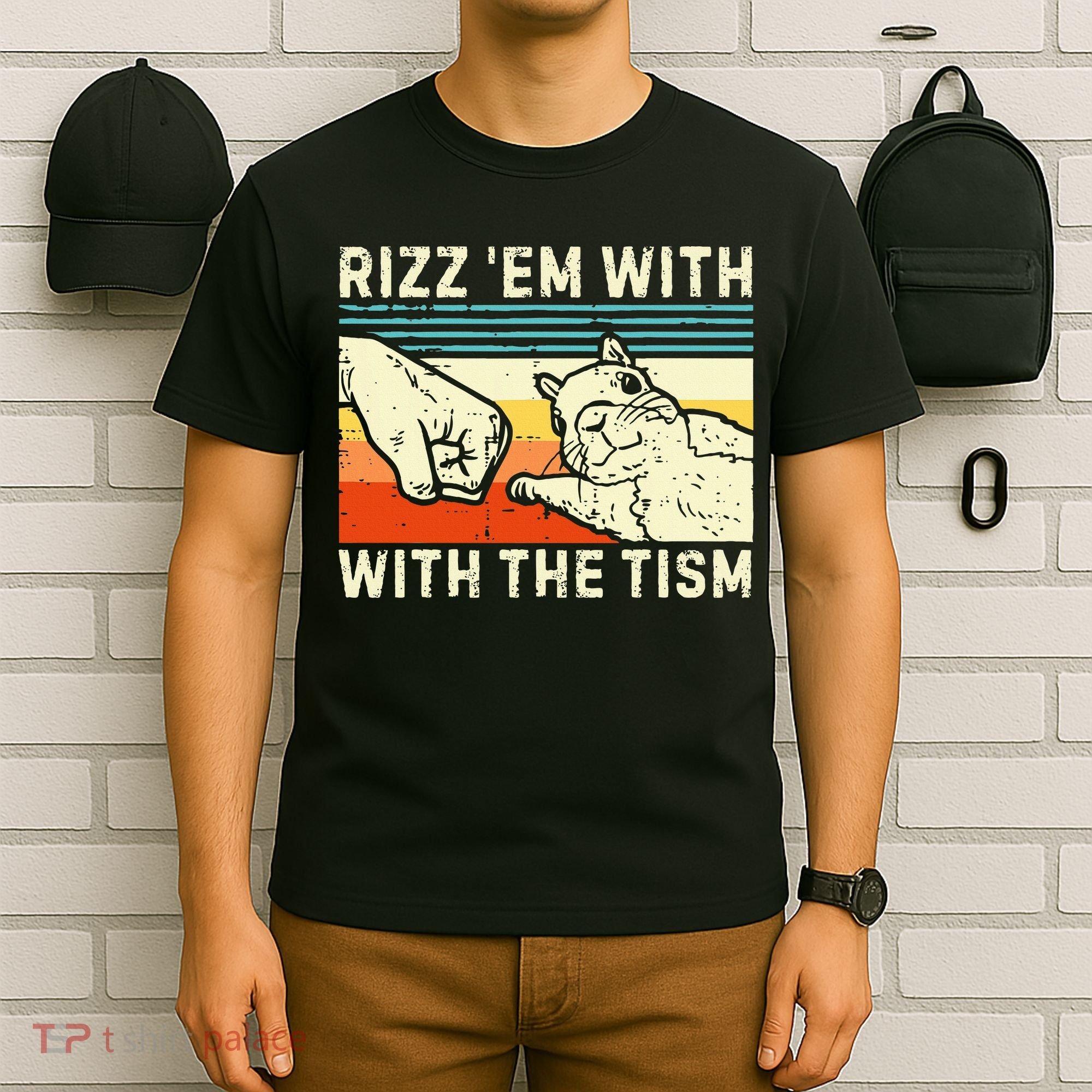 Rizz Em With The Tism Rizzler Joke Meme Rizzling Squirrel T-Shirt