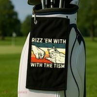 Rizz Em With The Tism Rizzler Joke Meme Rizzling Squirrel Golf Towel thumb 2