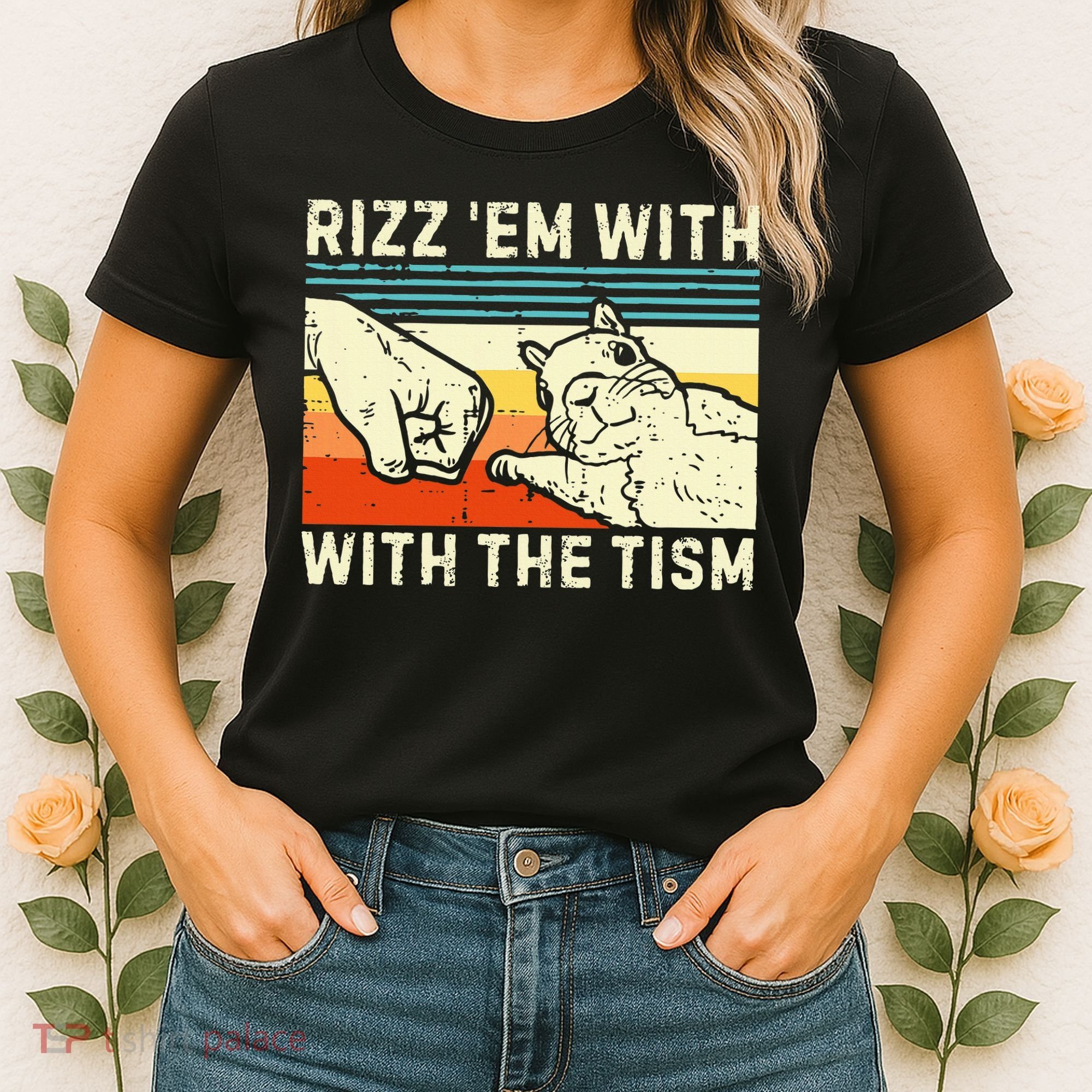 Rizz Em With The Tism Rizzler Joke Meme Rizzling Squirrel Women's T-Shirt