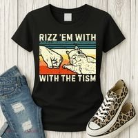 Rizz Em With The Tism Rizzler Joke Meme Rizzling Squirrel Women's T-Shirt thumb 3