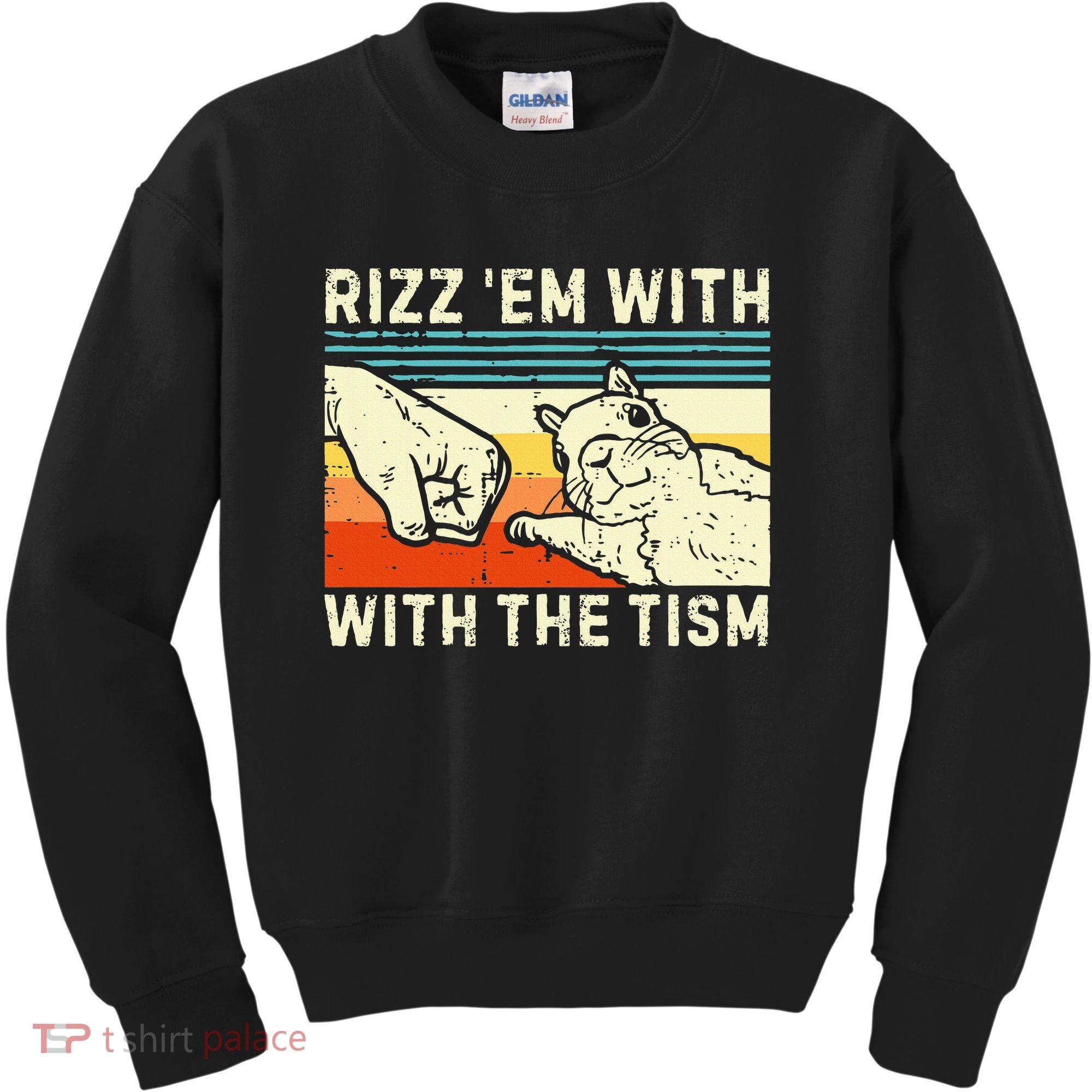 Rizz Em With The Tism Rizzler Joke Meme Rizzling Squirrel Kids Sweatshirt
