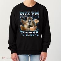 Rizz Em With The Tism Capybara Funny Oddly Dank Meme Women's Sweatshirt thumb 0