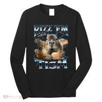 Rizz Em With The Tism Capybara Funny Oddly Dank Meme Long Sleeve Shirt thumb 0