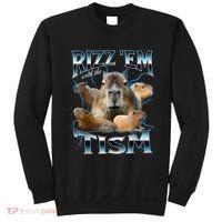 Rizz Em With The Tism Capybara Funny Oddly Dank Meme Sweatshirt thumb 0