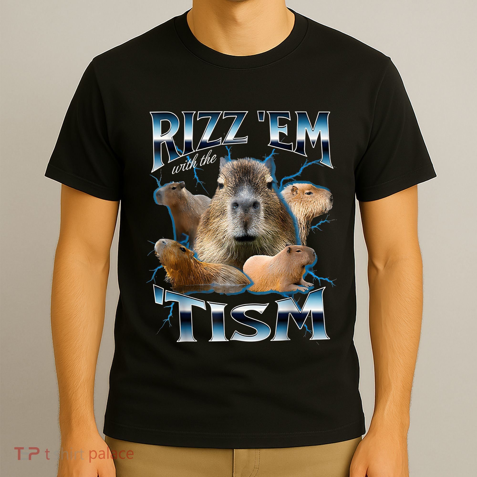 Rizz Em With The Tism Capybara Funny Oddly Dank Meme T-Shirt