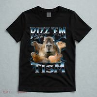 Rizz Em With The Tism Capybara Funny Oddly Dank Meme T-Shirt thumb 5