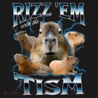 Rizz Em With The Tism Capybara Funny Oddly Dank Meme T-Shirt thumb 7