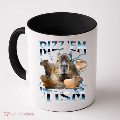 Rizz Em With The Tism Capybara Funny Oddly Dank Meme Coffee Mug