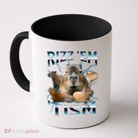 Rizz Em With The Tism Capybara Funny Oddly Dank Meme Coffee Mug thumb 0