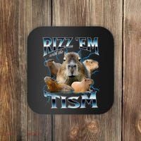 Rizz Em With The Tism Capybara Funny Oddly Dank Meme Coaster thumb 0