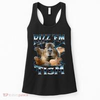 Rizz Em With The Tism Capybara Funny Oddly Dank Meme Women's Tank Top thumb 0