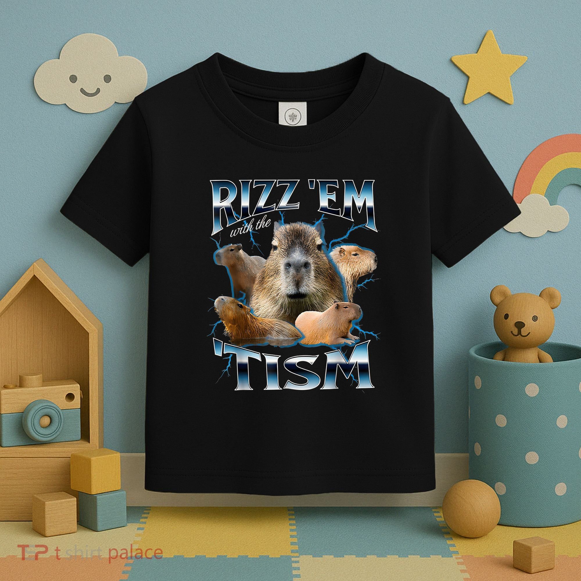 Rizz Em With The Tism Capybara Funny Oddly Dank Meme Toddler T-Shirt