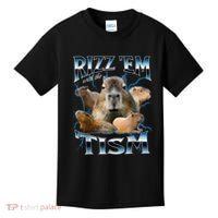 Rizz Em With The Tism Capybara Funny Oddly Dank Meme Kids T-Shirt thumb 0