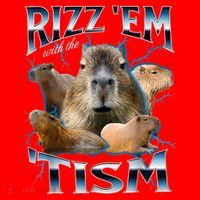 Rizz Em With The Tism Capybara Funny Oddly Dank Meme Santa Hat thumb 1
