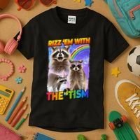 Rizz Em With The Tism Rizzler Ohio Rizz Kids T-Shirt thumb 3