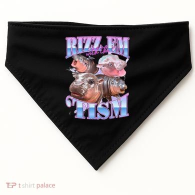 Rizz Em With The Tism Meme Moo Deng USA-Made Doggie Bandana